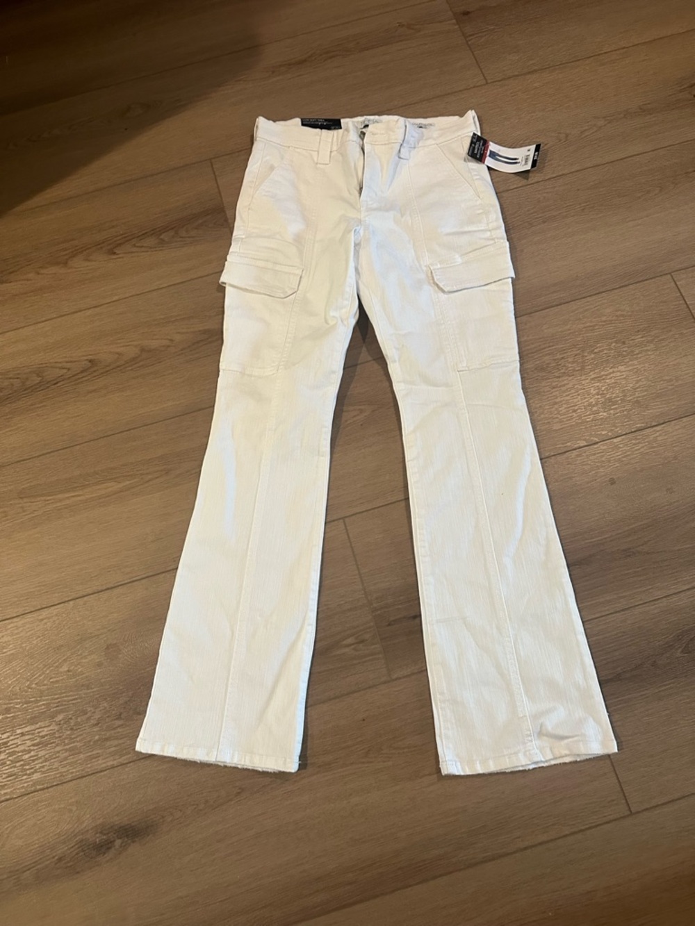 Women’s White Cargo Flare Jeans